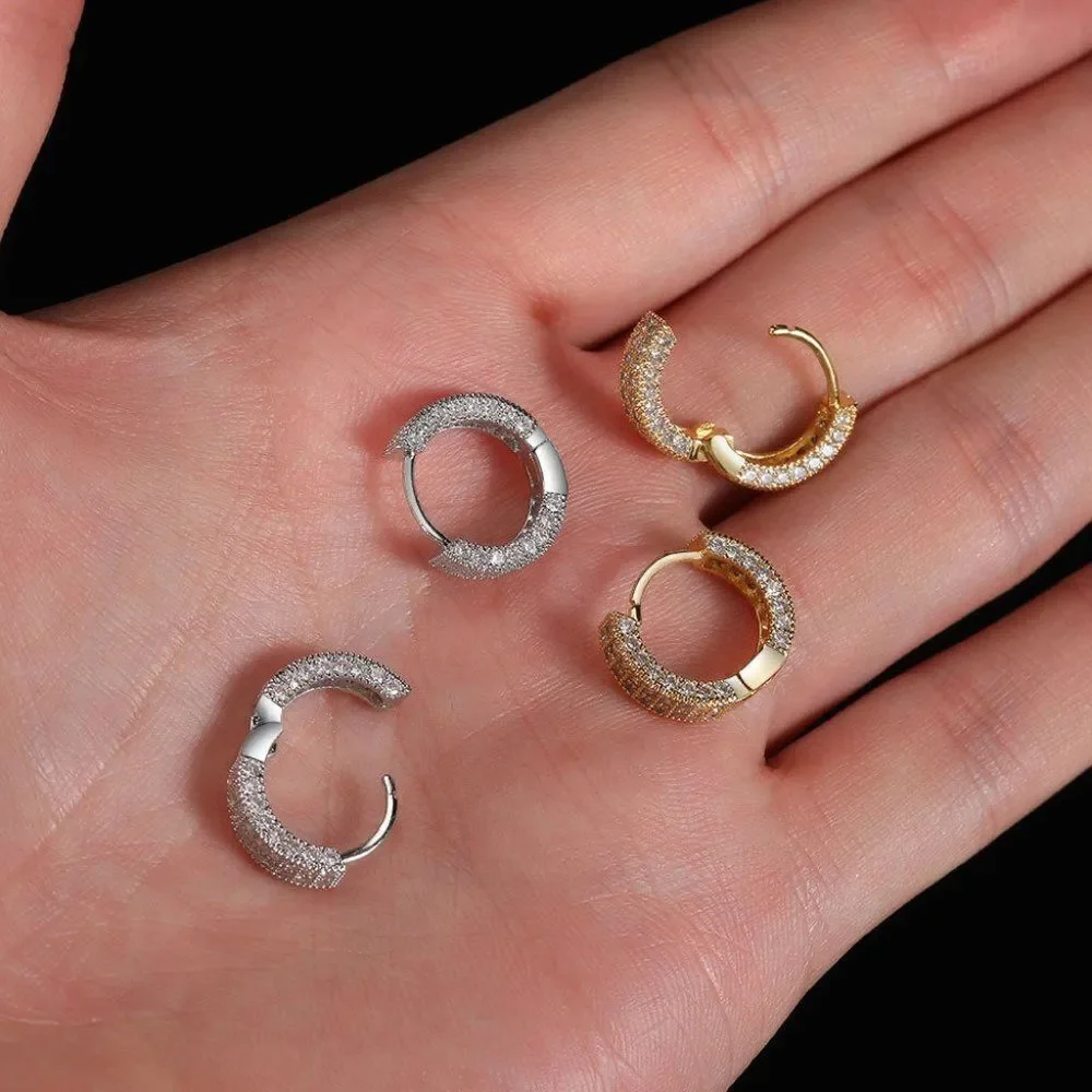 Fully Iced Out Hoop Earrings
